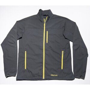 Marmot M3 Tempo Jacket Men's XL Soft Shell Gray Yellow Full Zip Water Resistant